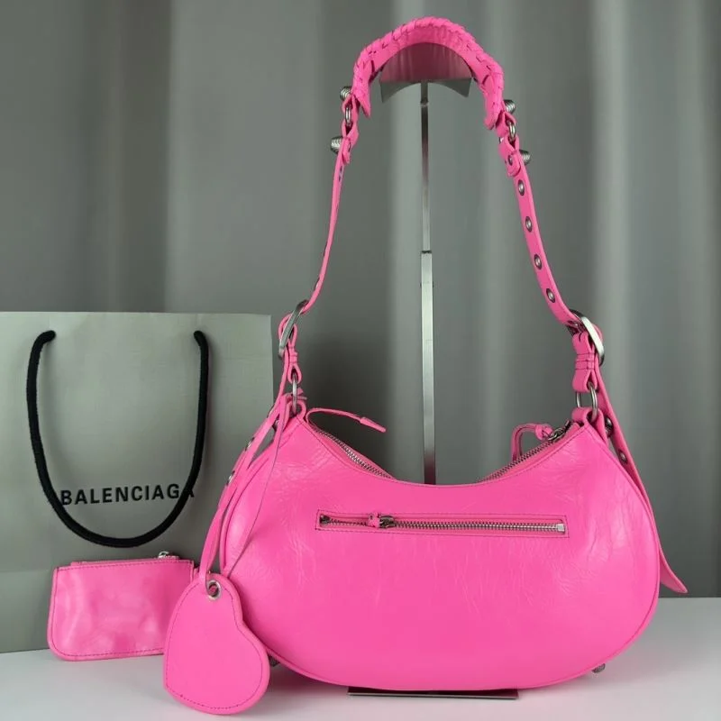 Premium Balenciaga Le Cagole Half-Moon Pink Twill Crossbody Bag 38355
