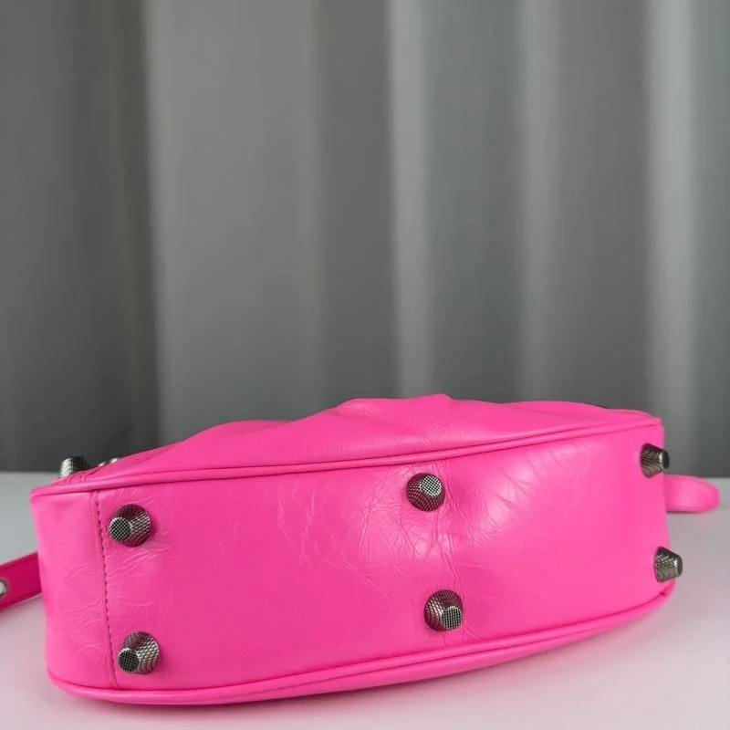 Premium Balenciaga Le Cagole Half-Moon Pink Twill Crossbody Bag 38355