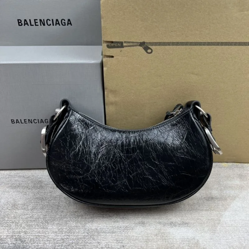 Balenciaga Le Cagole Half-Moon Shoulder Bag in Oil Wax Leather SmoothTexture 38366