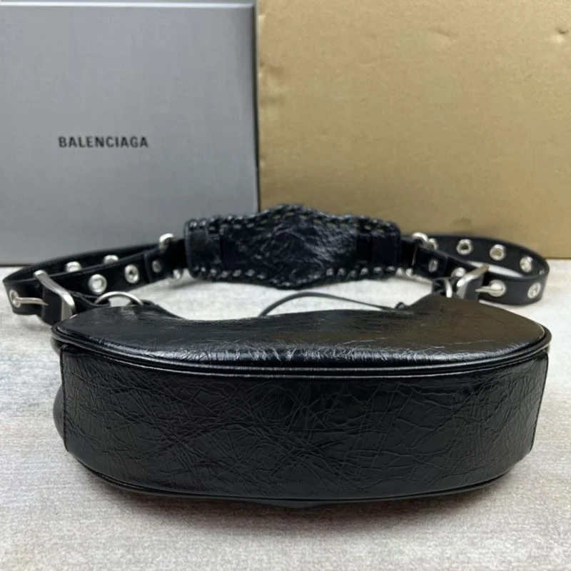 Balenciaga Le Cagole Half-Moon Shoulder Bag in Oil Wax Leather SmoothTexture 38366