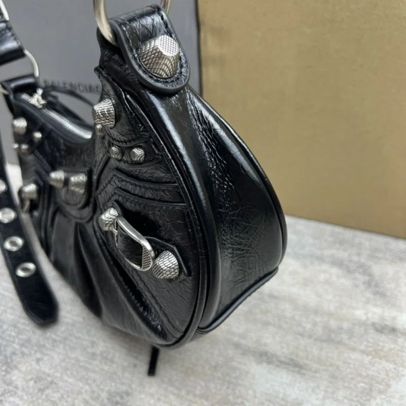 Balenciaga Le Cagole Half-Moon Shoulder Bag in Oil Wax Leather SmoothTexture 38366