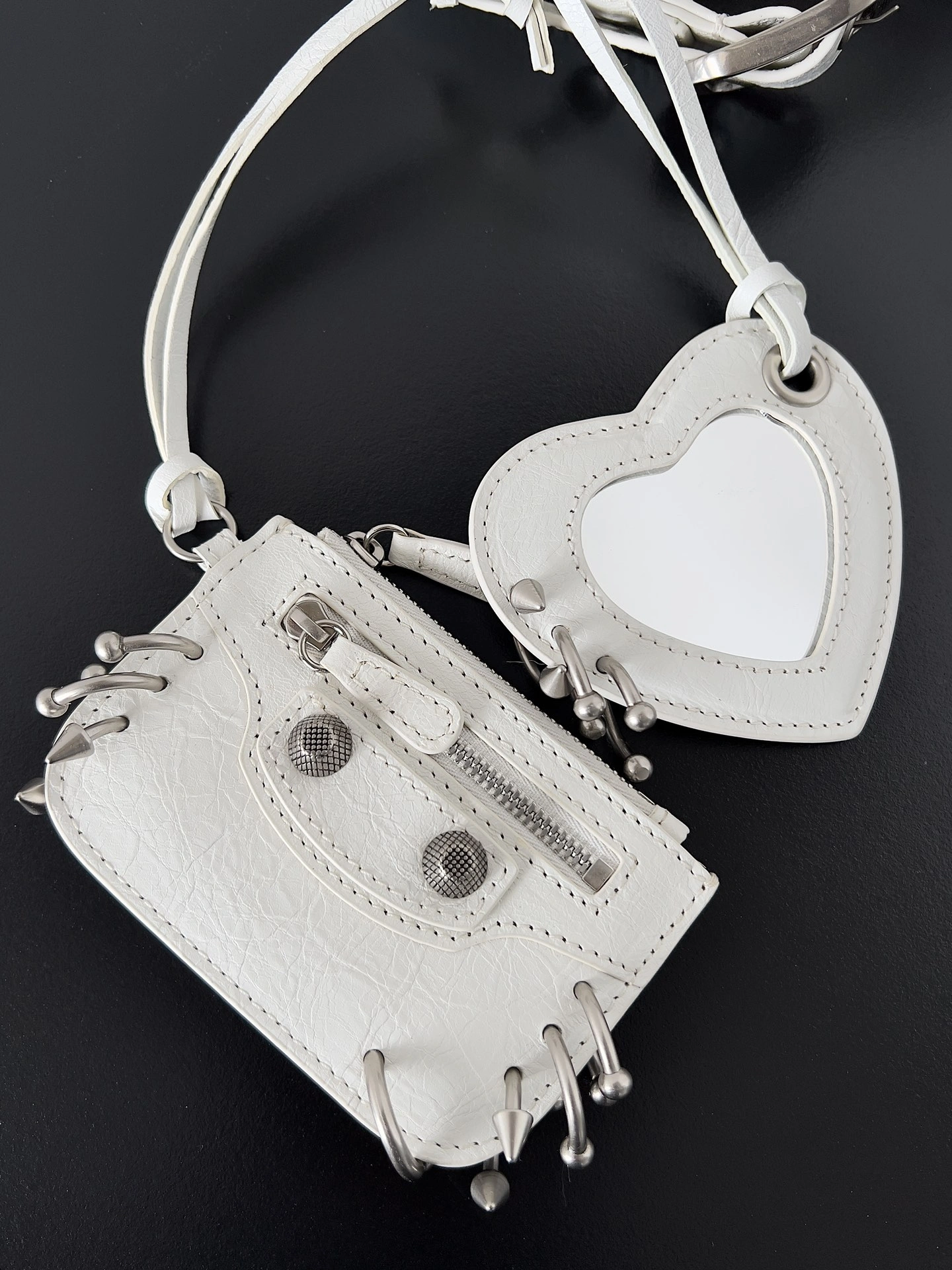 TechFriendly Balenciaga Le Cagole Half-Moon Studded Handbag with Adjustable Strap 64700