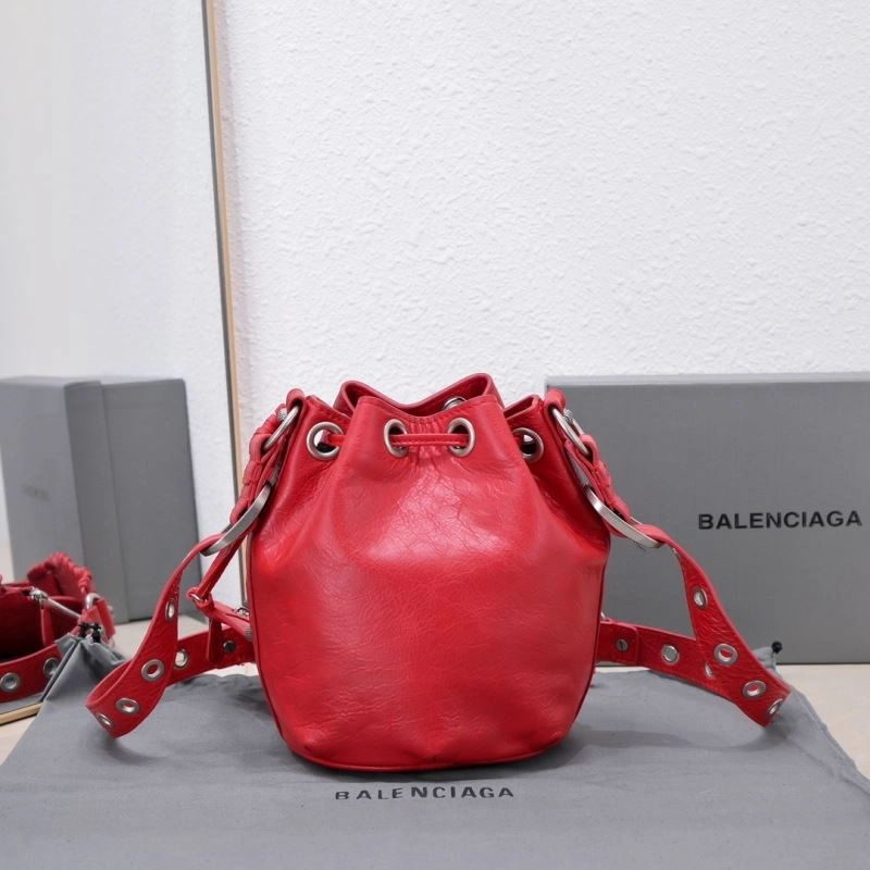 Balenciaga Le Cagole Heart Mirror Bucket Bag in Cracked Lambskin Timeless 75368