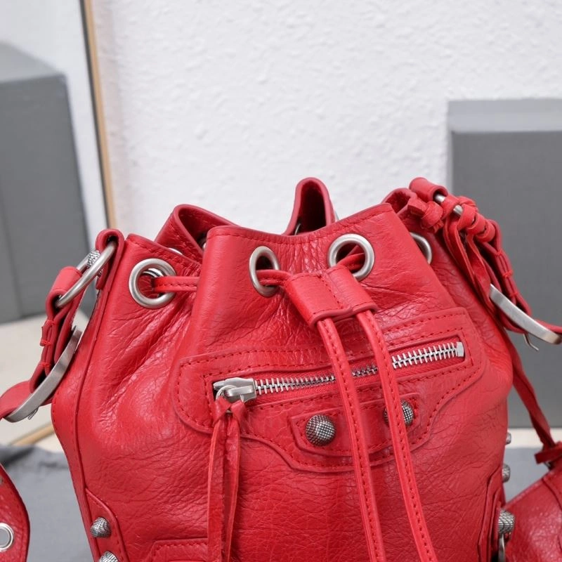 Balenciaga Le Cagole Heart Mirror Bucket Bag in Cracked Lambskin Timeless 75368