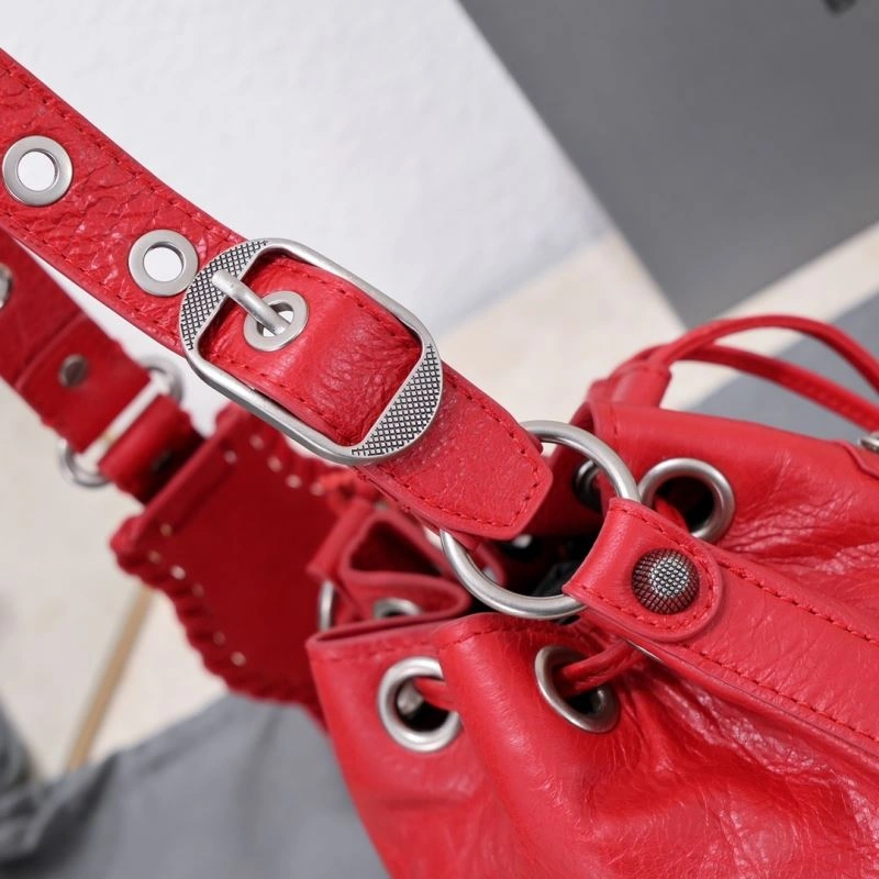 Balenciaga Le Cagole Heart Mirror Bucket Bag in Cracked Lambskin Timeless 75368