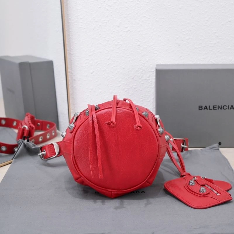 Balenciaga Le Cagole Heart Mirror Bucket Bag in Cracked Lambskin Timeless 75368