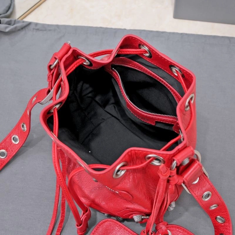 Balenciaga Le Cagole Heart Mirror Bucket Bag in Cracked Lambskin Timeless 75368