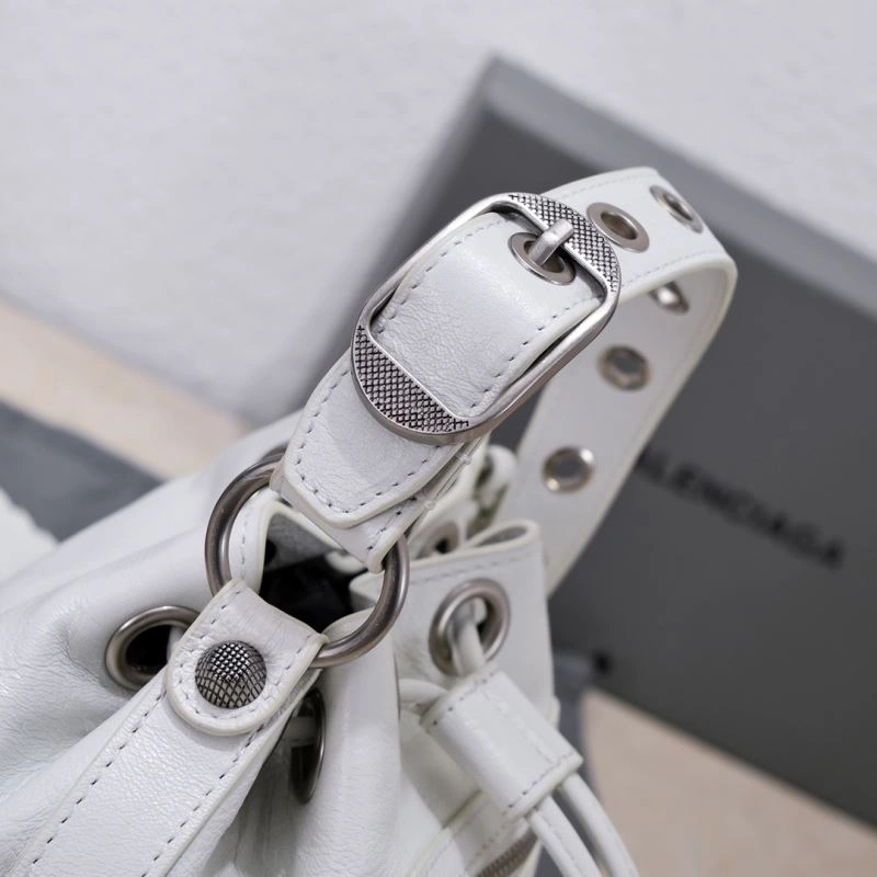 Classic Balenciaga Le Cagole Heart Mirror Bucket Bag in Cracked Lambskin 75348