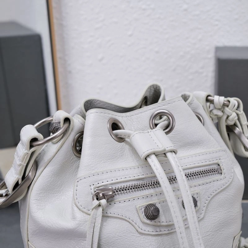 Classic Balenciaga Le Cagole Heart Mirror Bucket Bag in Cracked Lambskin 75348