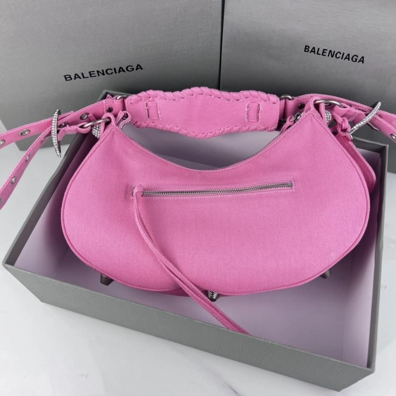 Balenciaga Le Cagole Large Rhinestone Pink Half-Moon Shoulder Bag UrbanChic 78811