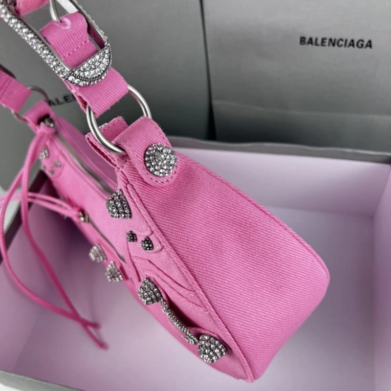 Balenciaga Le Cagole Large Rhinestone Pink Half-Moon Shoulder Bag UrbanChic 78811