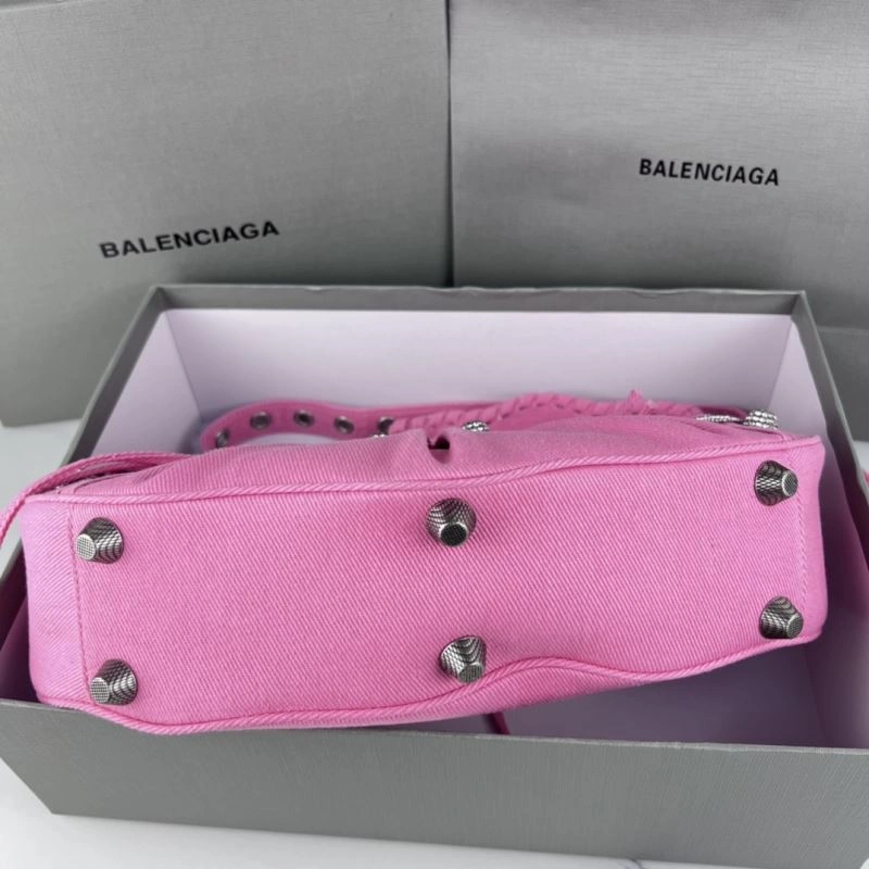 Balenciaga Le Cagole Large Rhinestone Pink Half-Moon Shoulder Bag UrbanChic 78811