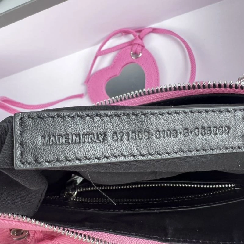 Balenciaga Le Cagole Large Rhinestone Pink Half-Moon Shoulder Bag UrbanChic 78811