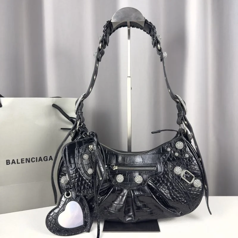 Balenciaga Le Cagole Luxe Crocodile-Embossed Shoulder Bag OnTrend 38379