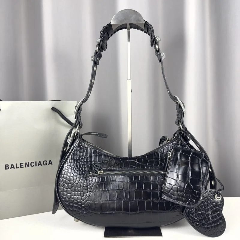 Balenciaga Le Cagole Luxe Crocodile-Embossed Shoulder Bag OnTrend 38379