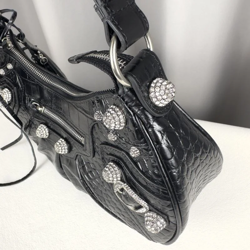 Balenciaga Le Cagole Luxe Crocodile-Embossed Shoulder Bag OnTrend 38379