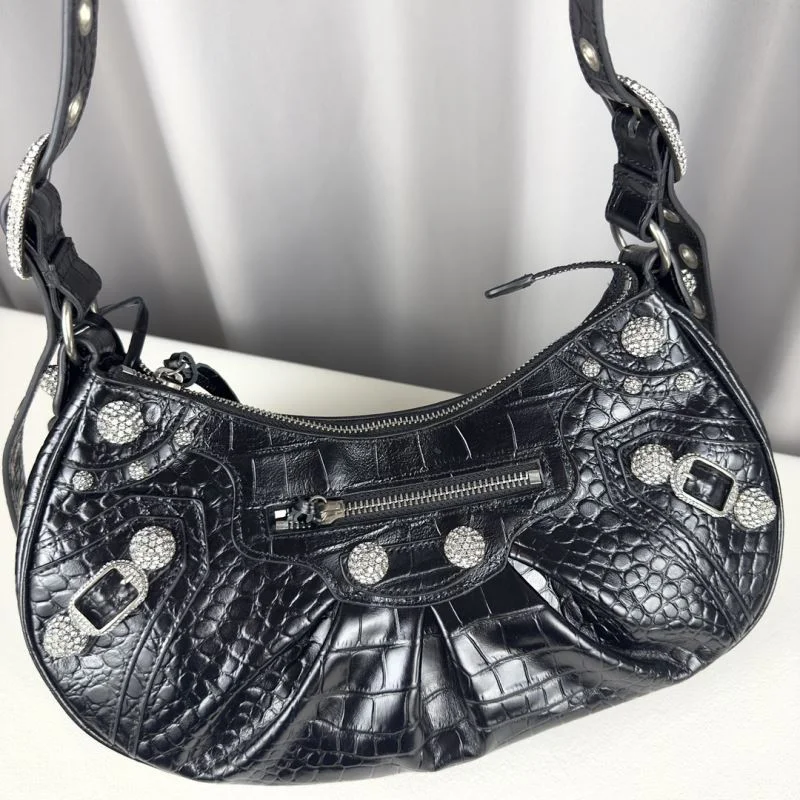 Balenciaga Le Cagole Luxe Crocodile-Embossed Shoulder Bag OnTrend 38379