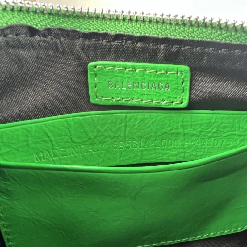 Balenciaga Le Cagole Mini Cracked Green Silver Buckle Bag Upgraded 78812