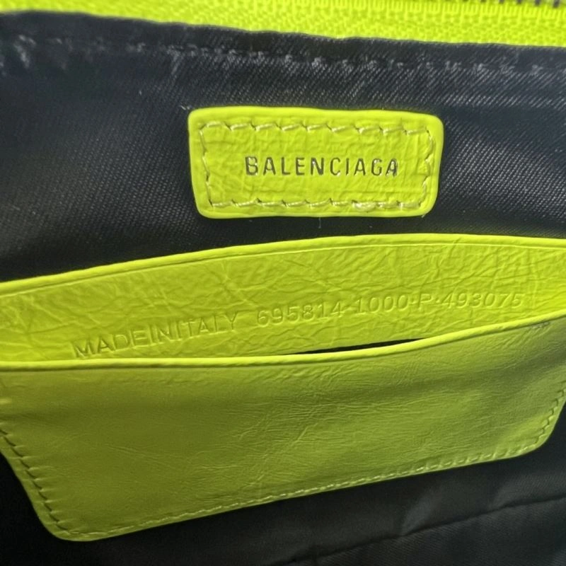 Balenciaga Le Cagole Mini Crackle Fluorescent Yellow Shoulder Bag Refined 78808