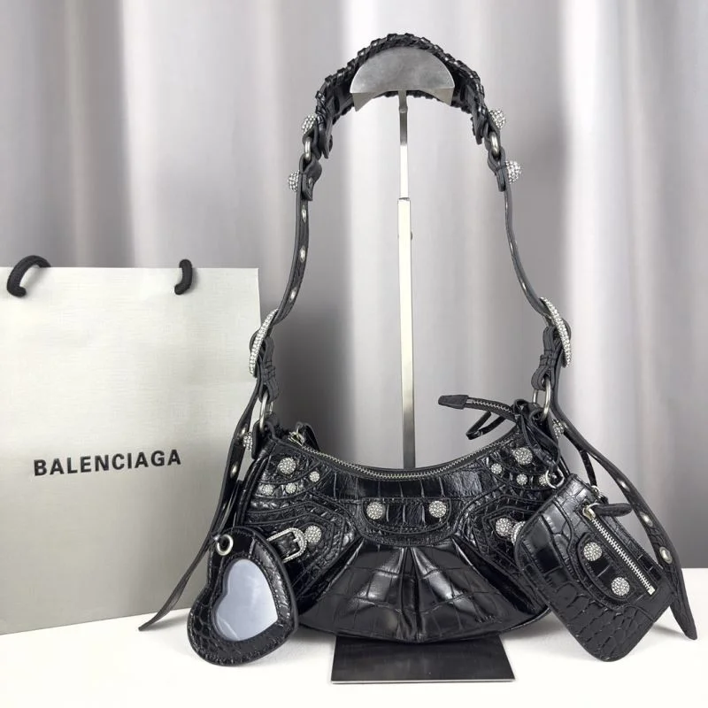 Compact Balenciaga Le Cagole Mini Croc-Patterned Shoulder Bag 38398