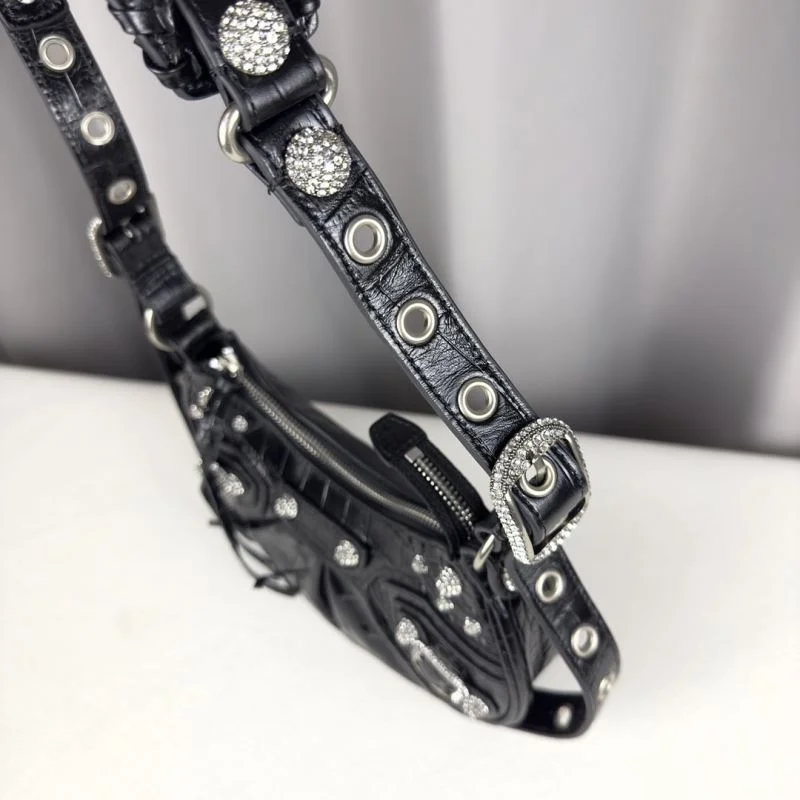 Compact Balenciaga Le Cagole Mini Croc-Patterned Shoulder Bag 38398