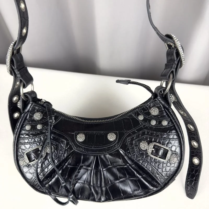 Compact Balenciaga Le Cagole Mini Croc-Patterned Shoulder Bag 38398