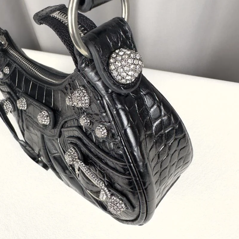Compact Balenciaga Le Cagole Mini Croc-Patterned Shoulder Bag 38398