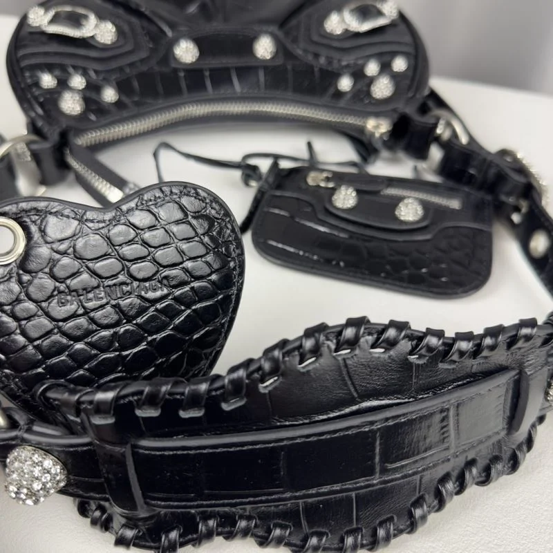 Compact Balenciaga Le Cagole Mini Croc-Patterned Shoulder Bag 38398