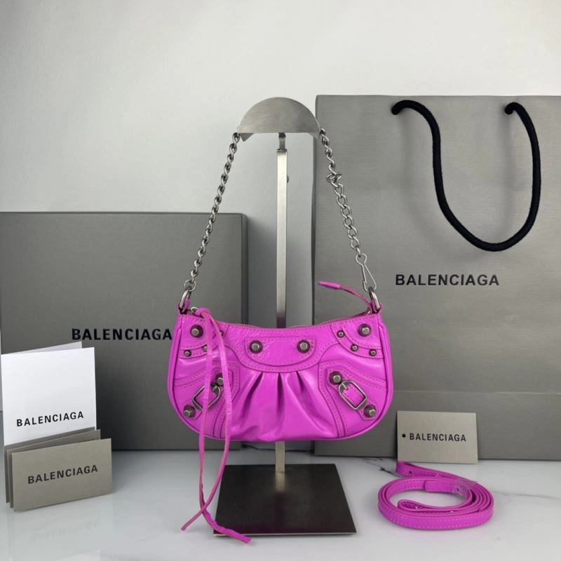 ComfortFit Balenciaga Le Cagole Mini Crocodile Fluorescent Rose Red Bag 78815