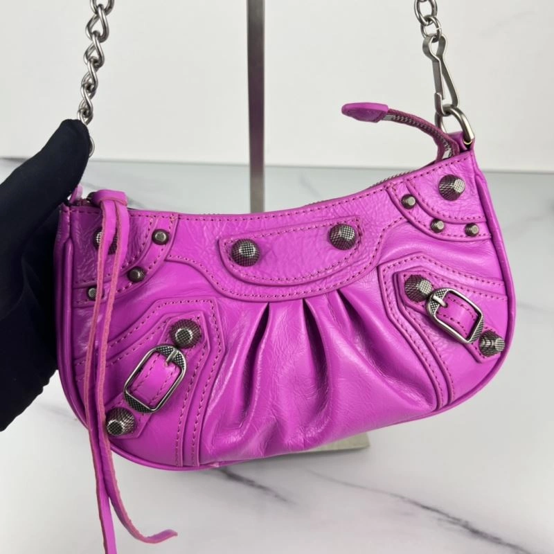 ComfortFit Balenciaga Le Cagole Mini Crocodile Fluorescent Rose Red Bag 78815