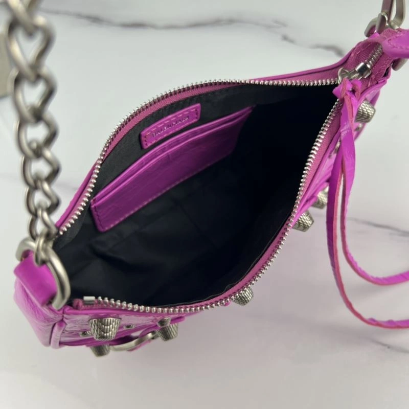ComfortFit Balenciaga Le Cagole Mini Crocodile Fluorescent Rose Red Bag 78815