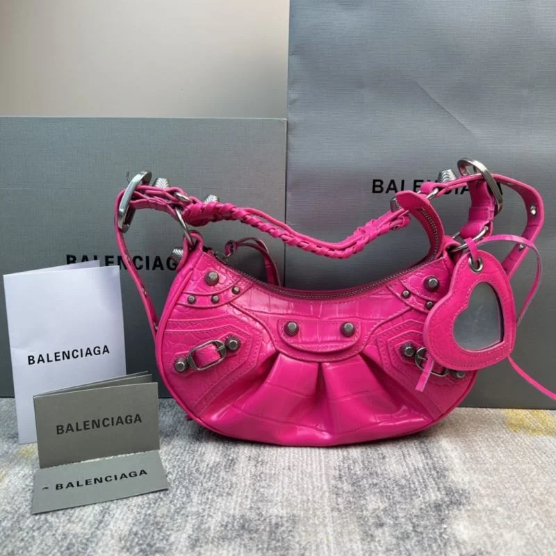 EyeCatching Balenciaga Le Cagole Mini Crocodile Half-Moon Bag 38372