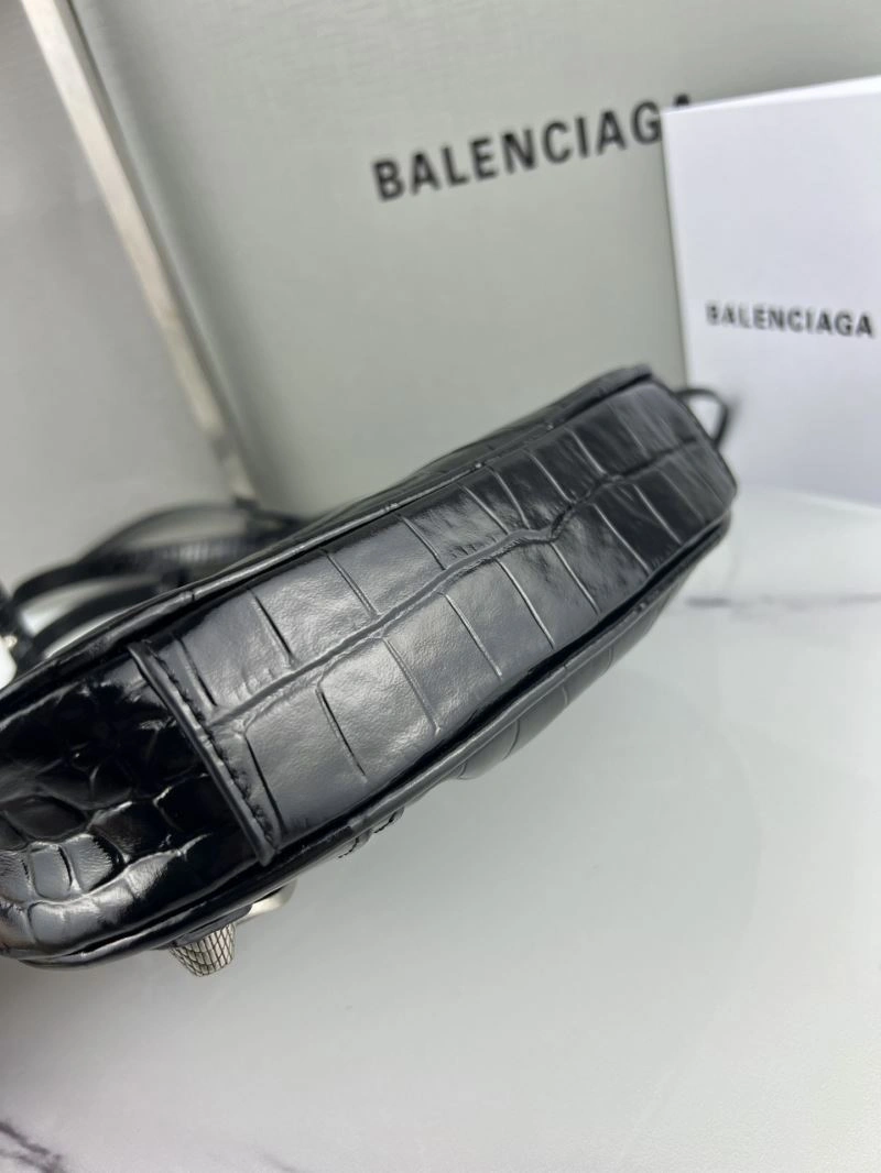 Stylish Balenciaga Le Cagole Mini Crocodile Pattern Bag with Silver Buckle 78809
