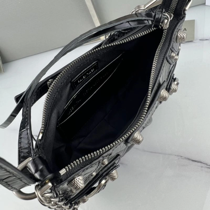 Stylish Balenciaga Le Cagole Mini Crocodile Pattern Bag with Silver Buckle 78809