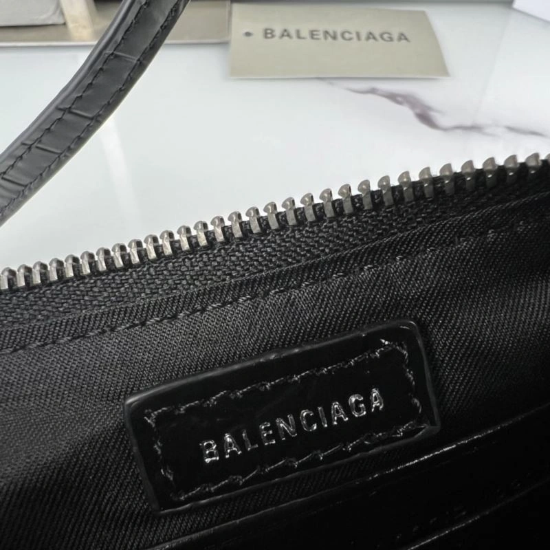 Stylish Balenciaga Le Cagole Mini Crocodile Pattern Bag with Silver Buckle 78809