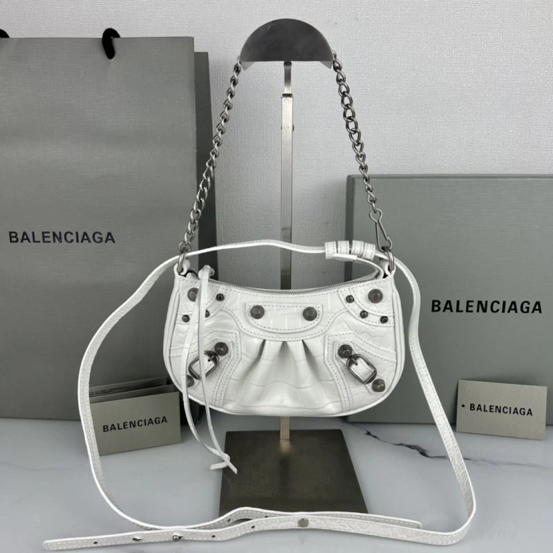RelaxedFit Balenciaga Le Cagole Mini Crocodile Pattern Bag with Silver Buckle 78820