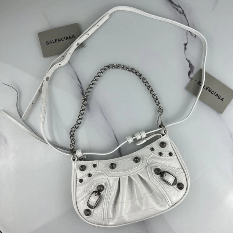RelaxedFit Balenciaga Le Cagole Mini Crocodile Pattern Bag with Silver Buckle 78820