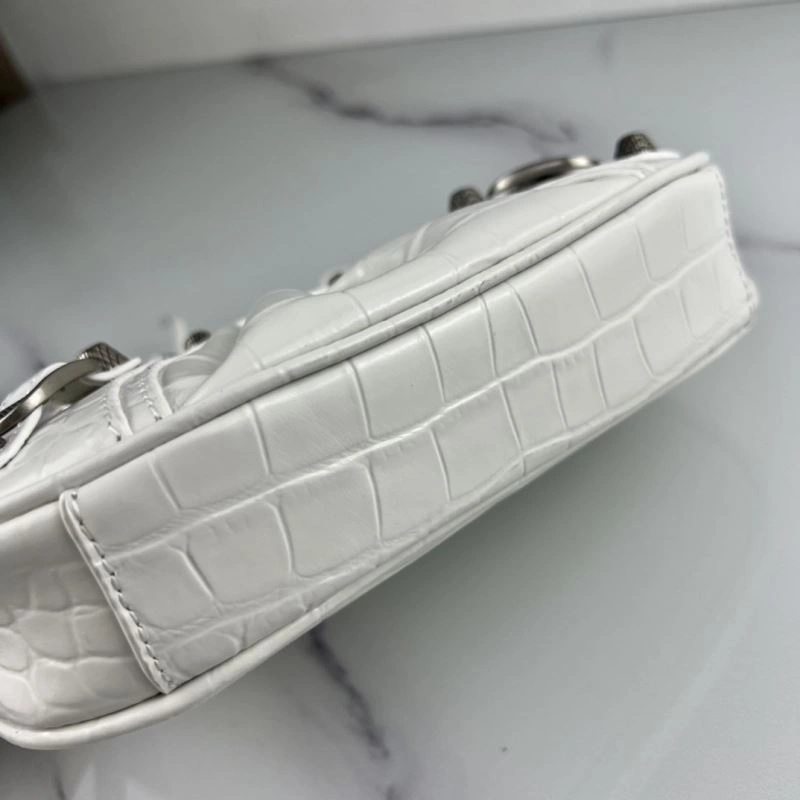RelaxedFit Balenciaga Le Cagole Mini Crocodile Pattern Bag with Silver Buckle 78820