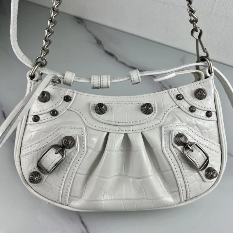 RelaxedFit Balenciaga Le Cagole Mini Crocodile Pattern Bag with Silver Buckle 78820