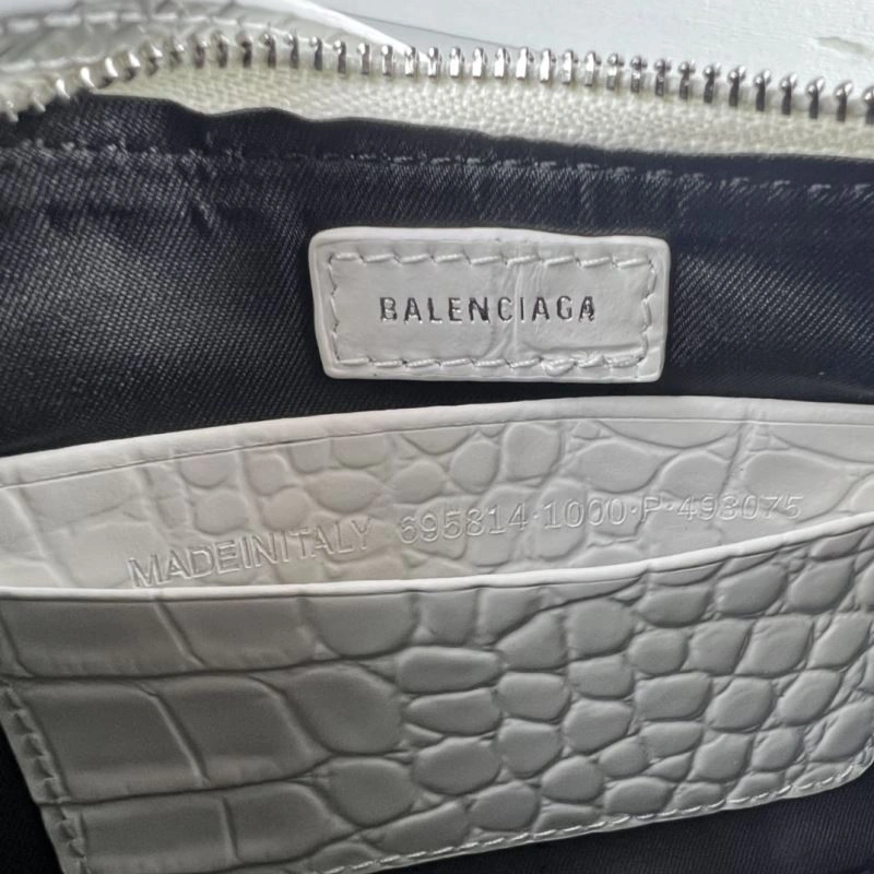 RelaxedFit Balenciaga Le Cagole Mini Crocodile Pattern Bag with Silver Buckle 78820