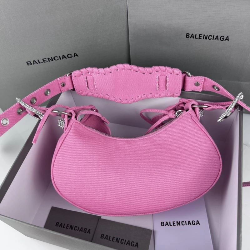 EasyCare Balenciaga Le Cagole Mini Rhinestone Denim Half-Moon Bag 78807