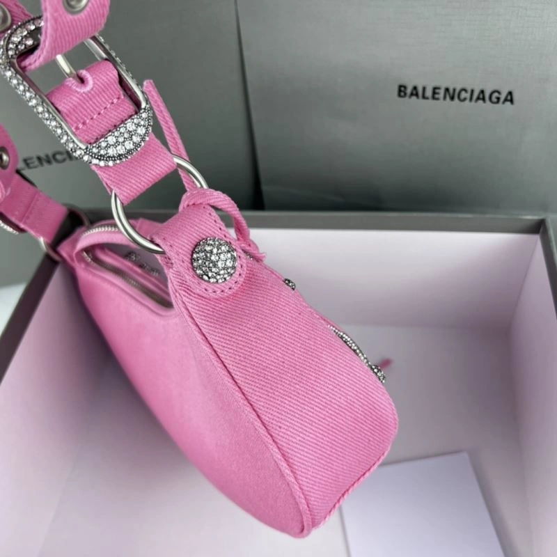EasyCare Balenciaga Le Cagole Mini Rhinestone Denim Half-Moon Bag 78807