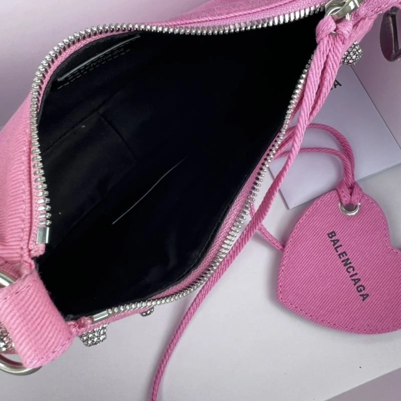 EasyCare Balenciaga Le Cagole Mini Rhinestone Denim Half-Moon Bag 78807