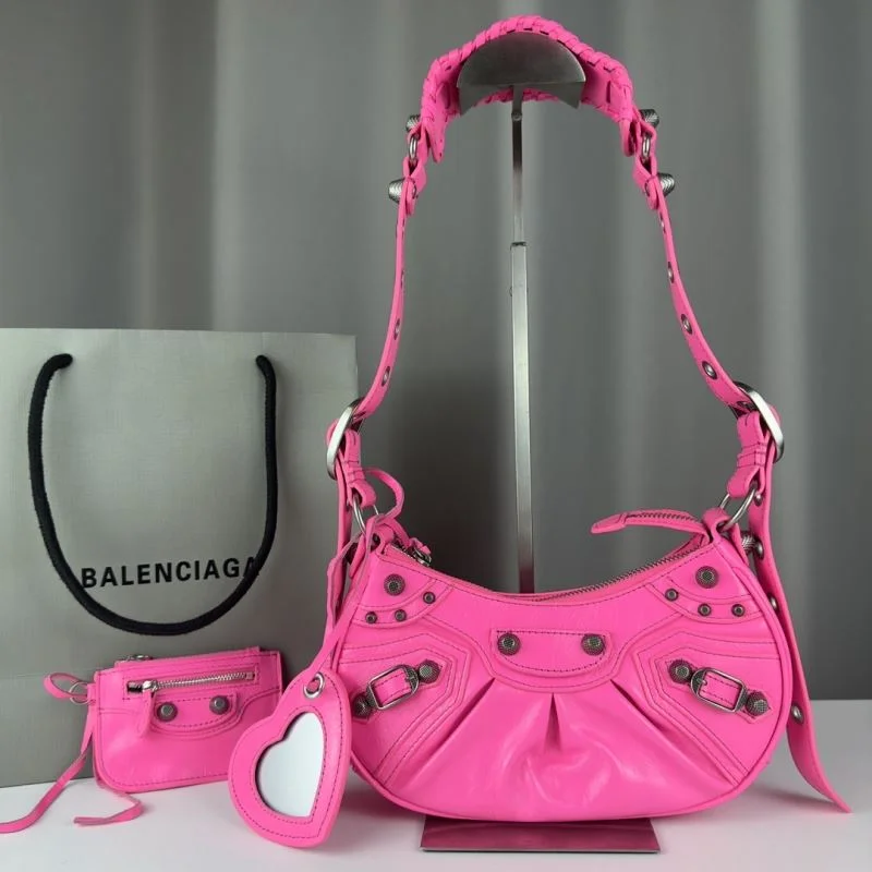 Balenciaga Le Cagole Pink Half-Moon Crossbody Bag Stretchable 38340