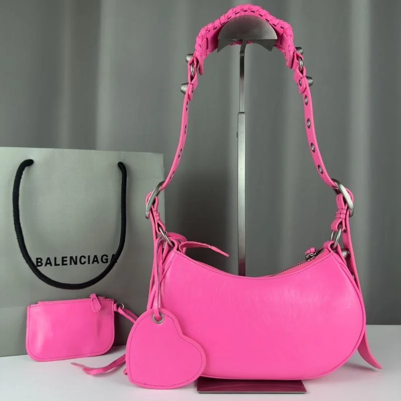 Balenciaga Le Cagole Pink Half-Moon Crossbody Bag Stretchable 38340