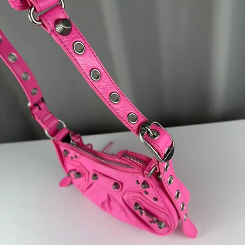 Balenciaga Le Cagole Pink Half-Moon Crossbody Bag Stretchable 38340