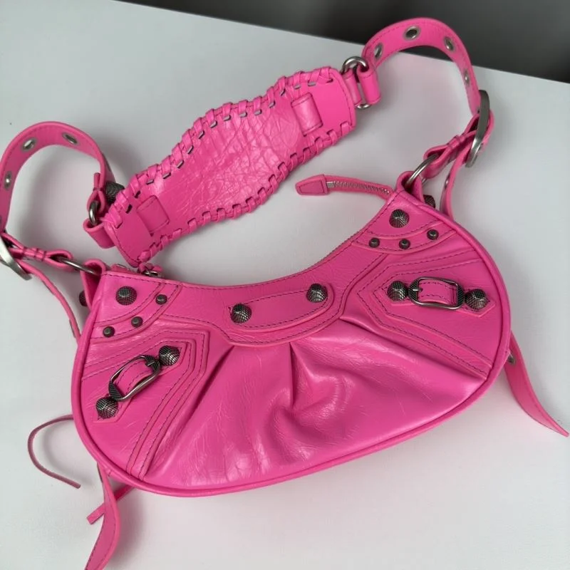 Balenciaga Le Cagole Pink Half-Moon Crossbody Bag Stretchable 38340