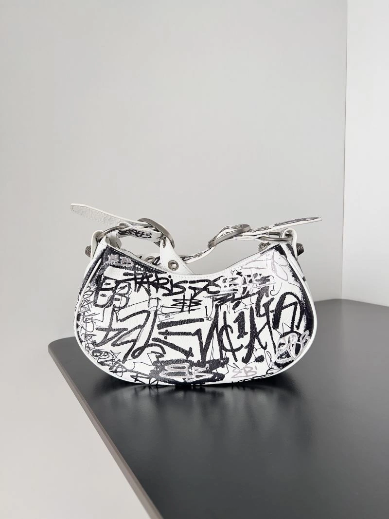 Neat Balenciaga Le Cagole Retro Half-Moon Studded Shoulder Bag 78822