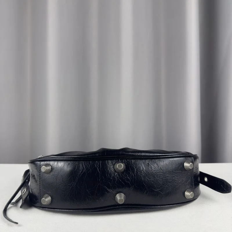 Durable Balenciaga Le Cagole Rhinestone Half-Moon Crossbody Bag 38387