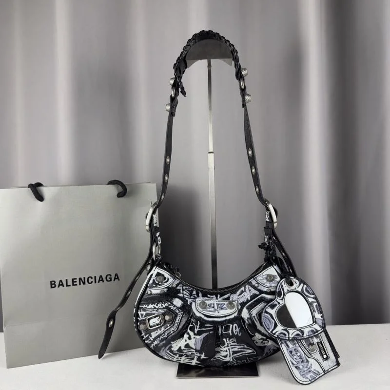 Balenciaga Le Cagole Small Graffiti Half-Moon Crossbody Bag OnTrend 38332